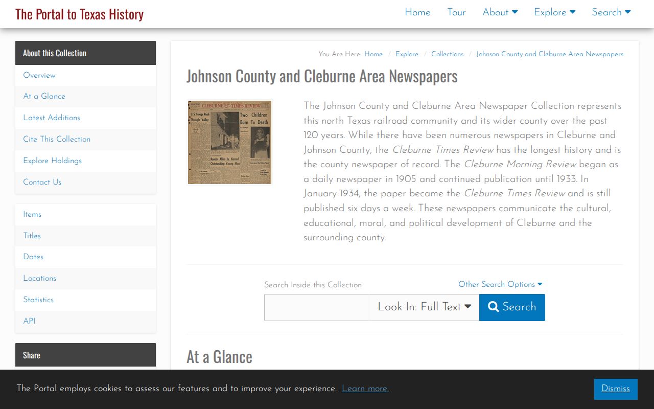 UNT Johnson County and Cleburne historical newspaper collection